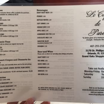 Le Cafe De Paris - Menu - Coffee & Tea Near Me - Orlando, Florida Le Cafe De Paris - Menu - Coffee & Tea Near Me - Orlando, Florida