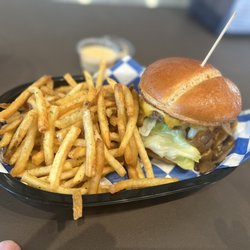 The Burger Dock - CDA - The Old Tim Can burger with fries and the fry sauce came automatically with the meal. Hubby loved it!