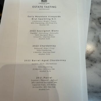 Crimson Lane Vineyards - Menu - Wineries Near Me - Linden, Virginia Crimson Lane Vineyards - Menu - Wineries Near Me - Linden, Virginia