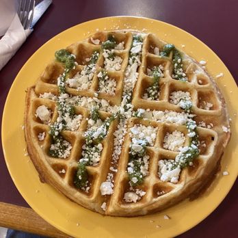 Red Elm Cafe - Pesto Pesto and Feta Waffle - Cafes Near Me - Tacoma, Washington