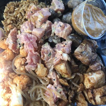 Grill Fresh - Spicy brown rice, Asian noodles, buffalo cauliflower, spicy tuna, bbq chicken, and mushrooms. - Acai Bowls Near Me - Palm Harbor, Florida Grill Fresh - Spicy brown rice, Asian noodles, buffalo cauliflower, spicy tuna, bbq chicken, and mushrooms. - Acai Bowls Near Me - Palm Harbor, Florida