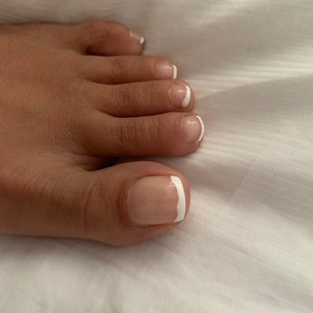 Nail Luxe - Pedi. Lines were not perfect as you can see on this pic. - Nail Salons Near Me - Davie, Florida Nail Luxe - Pedi. Lines were not perfect as you can see on this pic. - Nail Salons Near Me - Davie, Florida