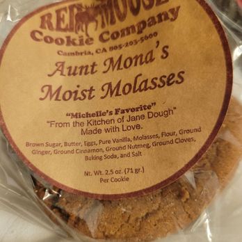 Red Moose Cookie - Aunt Mona's Moist Molasses Cookie 10/10 - Desserts Near Me - Cambria, California Red Moose Cookie - Aunt Mona's Moist Molasses Cookie 10/10 - Desserts Near Me - Cambria, California