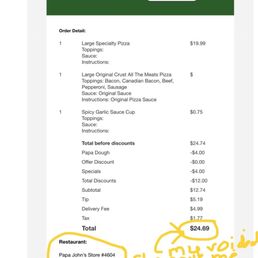 This is the actual total I was charged online. $24.69. This is the actual total I was charged online. $24.69.