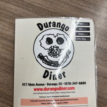 Durango Diner - Front of menu - Diners Near Me - Durango, Colorado
