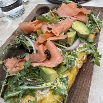 Benchmark - Salmon flatbread was delicious - New American Near Me - Santa Ana, California