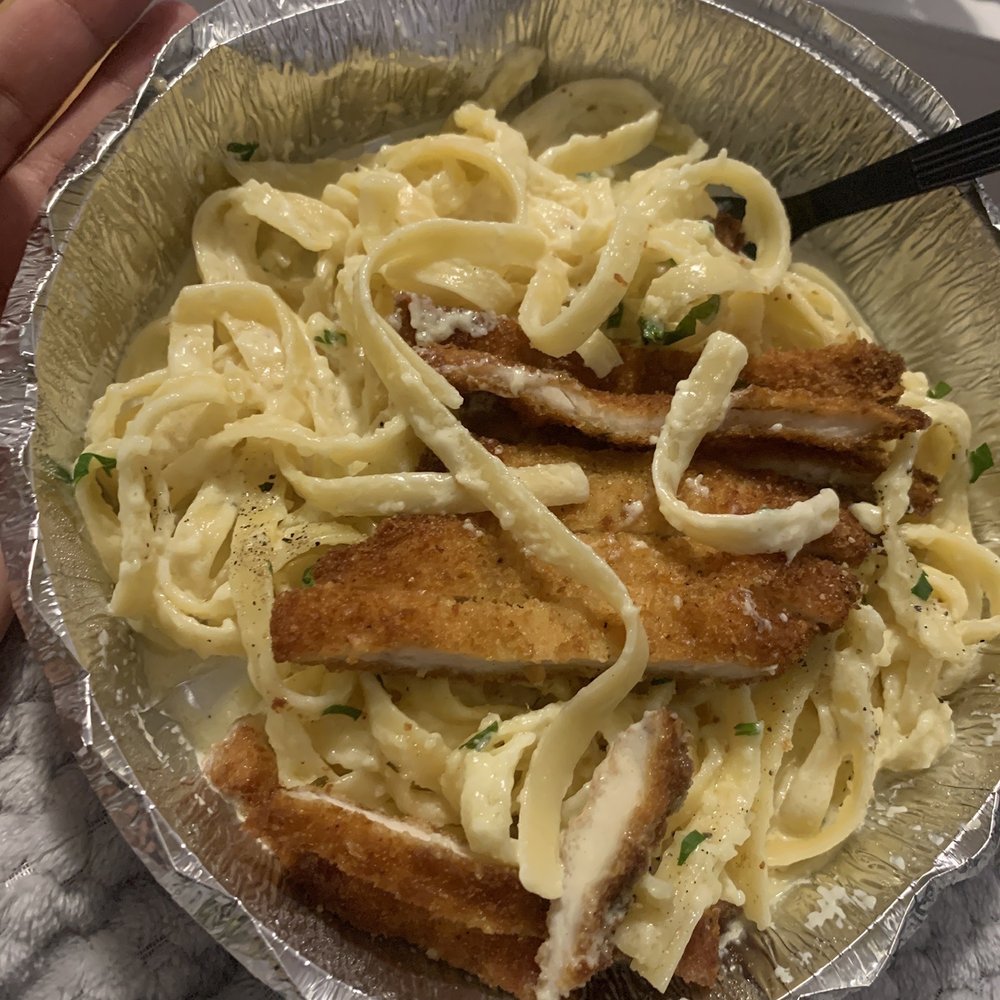 Chicken Cutlet Pasta with Alfredo Sauce