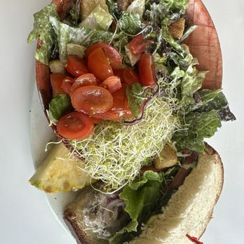 Mezzo - Chicken salad sandwich on milk bread with side salad - Sandwiches Near Me - Berkeley, California Mezzo - Chicken salad sandwich on milk bread with side salad - Sandwiches Near Me - Berkeley, California