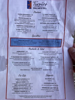 Menu photo 5 Tropics Pool Bar - Hilton Orlando Orlando, FL