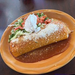 Relleno burrito- the burrito was bland but the variety of hot sauce helped- atmosphere was good for a large group Relleno burrito- the burrito was bland but the variety of hot sauce helped- atmosphere was good for a large group