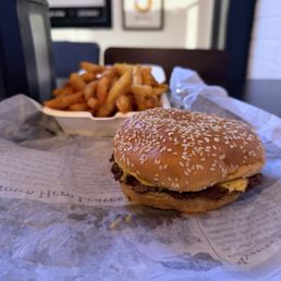 Single burger with bacon