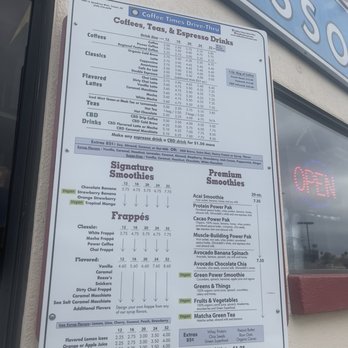 Coffee Times Drive - Menu - Coffee & Tea Near Me - Tucson, Arizona