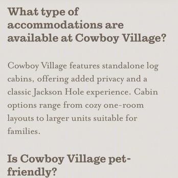 Cowboy Village Resort - Resorts Near Me - Jackson, Wyoming