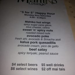 Happy Hour menu...