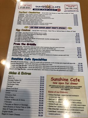 Menu photo 5 Sunshine Cafe Cathedral City, CA