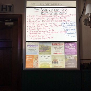 Wolcottsville Inn - a menu on the wall - Salad Near Me - Akron, New York Wolcottsville Inn - a menu on the wall - Salad Near Me - Akron, New York