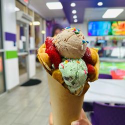 La Michoacana All Natural  - Bubble waffle as a cone?! This is crazy good guys!