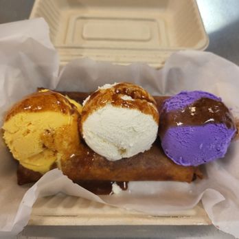 Loumpia - Turon Sundae. Served this way for pick up only. For to go ice cream packed separately to be assembled at home - Filipino Near Me - Seattle, Washington Loumpia - Turon Sundae. Served this way for pick up only. For to go ice cream packed separately to be assembled at home - Filipino Near Me - Seattle, Washington