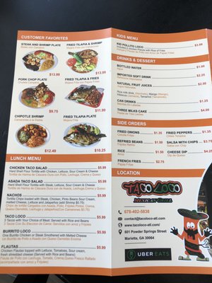 Menu photo 2 Taco Loco Marietta, GA Menu photo 2 Taco Loco Marietta, GA
