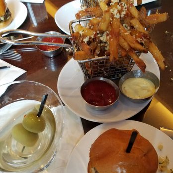 EDGE Restaurant and Bar - Our delicious spread! Sliders with truffle and regular fries! - Steakhouses Near Me - Denver, Colorado EDGE Restaurant and Bar - Our delicious spread! Sliders with truffle and regular fries! - Steakhouses Near Me - Denver, Colorado