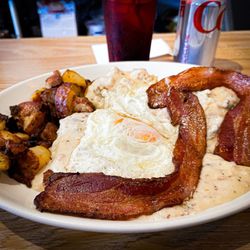 Golden Harvest - Sausage gravy and biscuits.