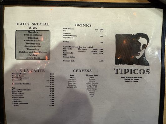 Menu photo 1 Tipico's Dallas, TX