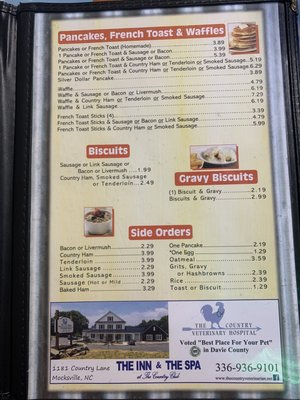 Menu photo 2 Miller's Restaurant Mocksville, NC