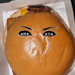 Cockroach burger with eyes? Cockroach burger with eyes?