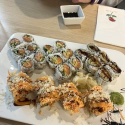 Dynamite roll, spicy tuna rolls, sweet potato roll