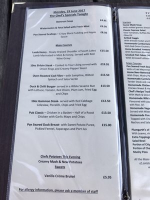 Menu photo 2 The Britannia Inn Ambleside, CMA Menu photo 2 The Britannia Inn Ambleside, CMA