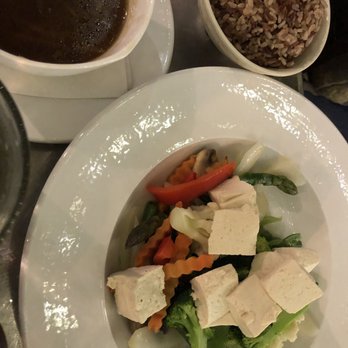 Malakor Thai Cafe - Tofu and steamed veggies with brown rice -- sauce on the side - Thai Near Me - West Palm Beach, Florida