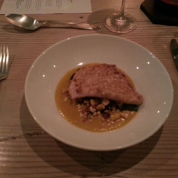 Lenoir - Poha-crusted fish, butternut curry, pomegranate, corn - New American Near Me - Austin, Texas Lenoir - Poha-crusted fish, butternut curry, pomegranate, corn - New American Near Me - Austin, Texas