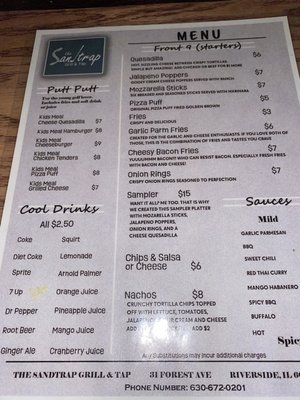 Menu photo 4 The Sandtrap Grill & Tap Riverside, IL