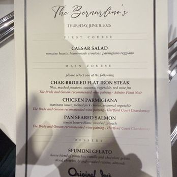Original Joe's - Menu from the event - Italian Near Me - San Francisco, California