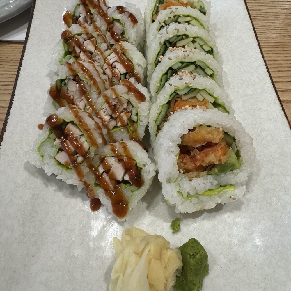 Tom Sushi - Chicken teriyaki roll and yam tempura roll with soy paper - get these! - Sushi Bars Near Me - Vancouver, British Columbia Tom Sushi - Chicken teriyaki roll and yam tempura roll with soy paper - get these! - Sushi Bars Near Me - Vancouver, British Columbia