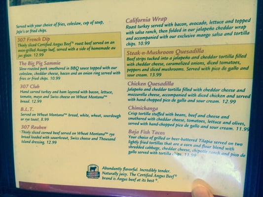 Menu photo 4 307 Bar & Grill Columbus, MT