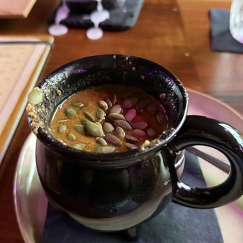The Cauldron - Lamb stew made gluten free by serving pepitos instead of tortillas. - Comfort Food Near Me - Spirit Lake, Iowa