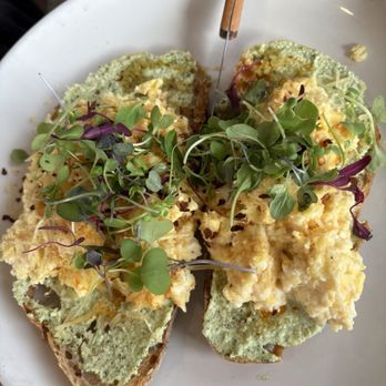 Cafe Topes - Hot Honey Ricotta Egg Toast (on special). Fantastic dish.  Beautiful creation. - Coffee & Tea Near Me - Carlsbad, California