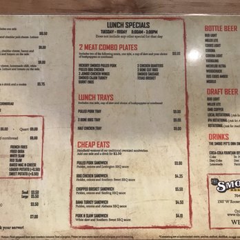 The Smoke Pit - Back of the menu - Southern Near Me - Monroe, North Carolina
