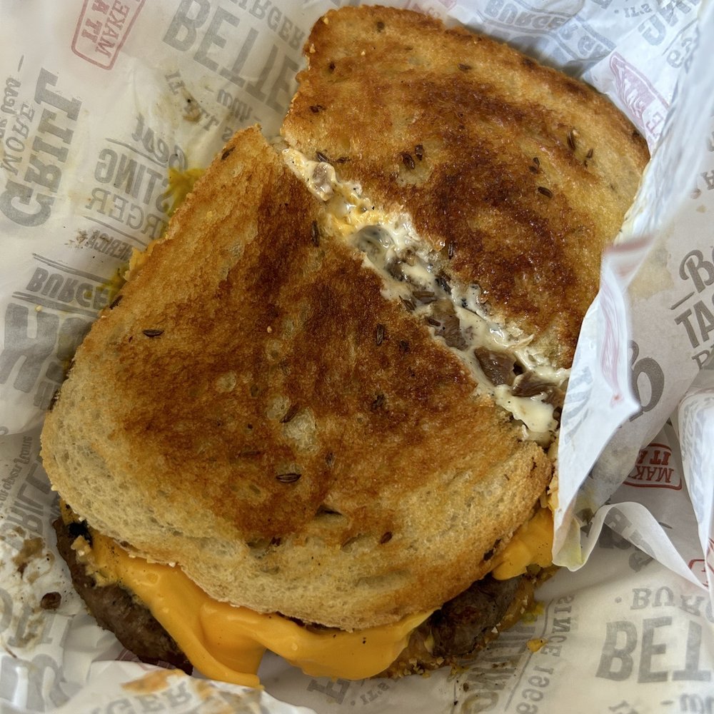 Habit Burger & Grill - Patty Melt, add mustard, grilled onions, and mushrooms - Burgers Near Me - San Leandro, California Habit Burger & Grill - Patty Melt, add mustard, grilled onions, and mushrooms - Burgers Near Me - San Leandro, California