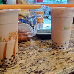 Black sugar milk tea and almond milk tea
