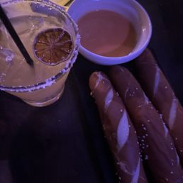Go Mango and pretzel sticks
