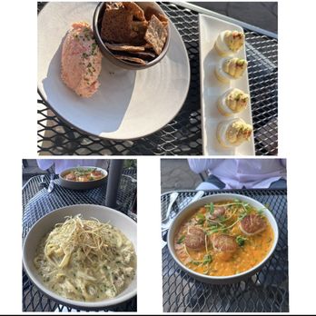 Finistere - Salmon dip, deviled eggs, seared scallops and crab bucatini - New American Near Me - Port Townsend, Washington Finistere - Salmon dip, deviled eggs, seared scallops and crab bucatini - New American Near Me - Port Townsend, Washington