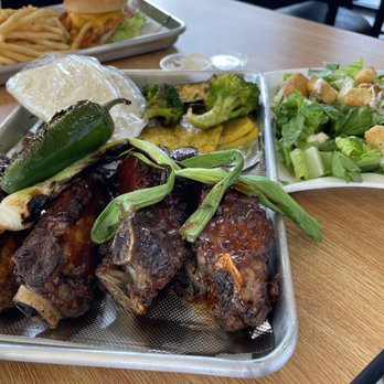 The Carbon Grill - Ribs grilled veggies and a cesar salad - Mexican Near Me - Los Angeles, California The Carbon Grill - Ribs grilled veggies and a cesar salad - Mexican Near Me - Los Angeles, California