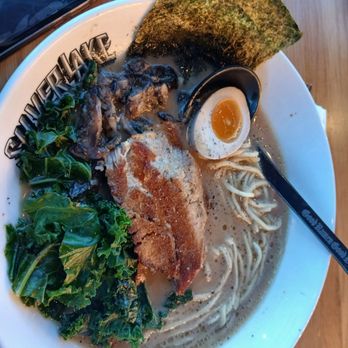 Silverlake Ramen - Garlic truffle ramen noodle soup I added chili paste to it as well because I like mine spicy - Ramen Near Me - El Paso, Texas