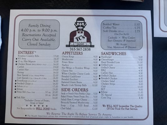 Menu photo 2 T C's Restaurant & Tavern Battle Ground, IN