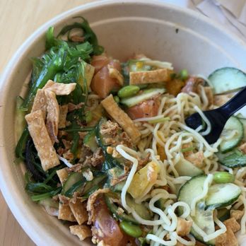 Pokeworks - Ramen noodles, double spicy salmon, and a bunch of toppings - Salad Near Me - Frisco, Texas Pokeworks - Ramen noodles, double spicy salmon, and a bunch of toppings - Salad Near Me - Frisco, Texas