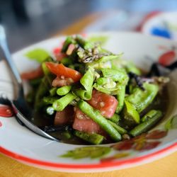 Larb Thai-Isan - TUM TUA Long bean salad with salted crab and fermented fish sauce.