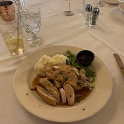 The Cranbury Inn - Turkey dinner with mashed potatoes, green beans, stuffing. Also loved the crab bisque and cheesecake.