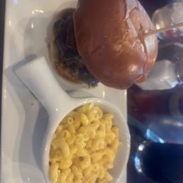 Burger with Ok Mac and Cheese. For the price O thought the Mac and cheese was fair!